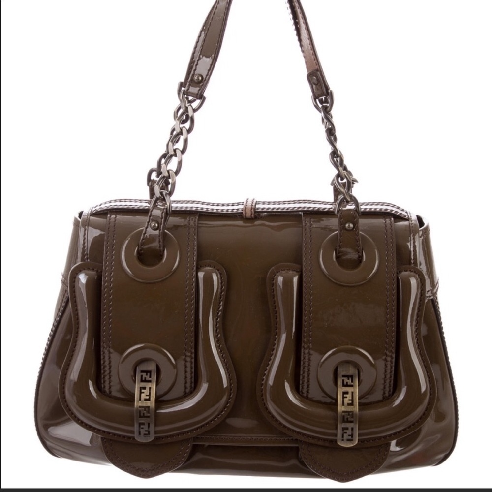 Vintage Fendi B Bag in brown patent leather